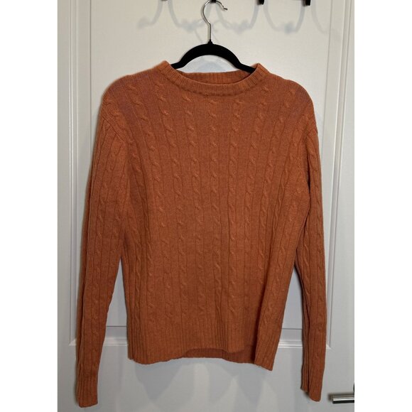 Ike Behar 100% Cashmere Cable Knit Sweater Orange M Old Money Preppy Eclectic - Picture 1 of 8